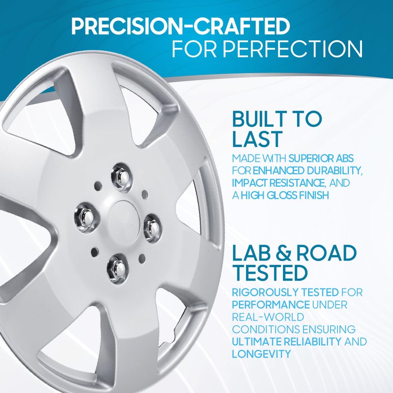 BDK Full Set of 4-15 Inch Replacement Hubcaps for Cars, Wheel Cover Hub Cap, Easy Snap-On Installation Secure Fit, Heat & Impact Resistant, Direct Replacement for OEM Factory Wheels - Fits 15" Rims - Image 3